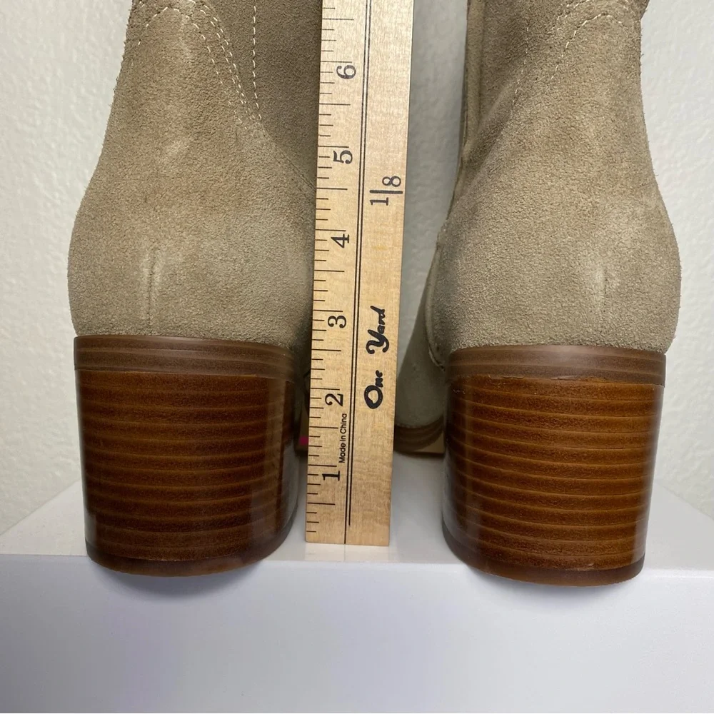 Nine West Beige Taupe Knee-High Block Heel Boots Size 10